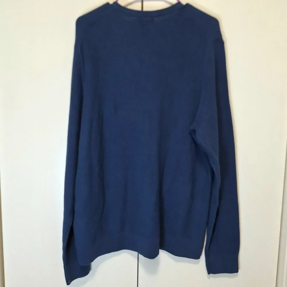 Banana Republic Mens Honeycomb Sweater Artic Ocean Combed Cotton Crew Neck XL